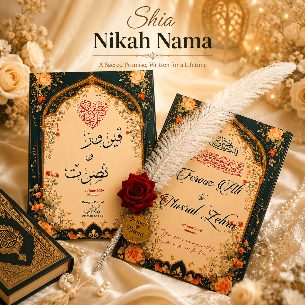 custmized nikah nama for shia muslim